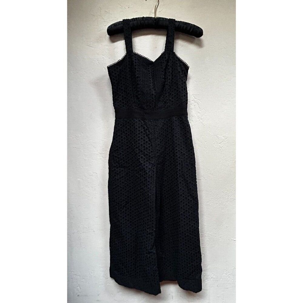 Banana Republic Womens Square Neck Sleeveless Black Cropped Eyelet Jumpsuit Sz 0